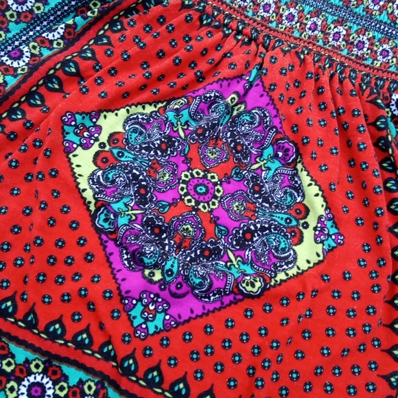 Boho Colorful Flowy Eccentric Patterned Strapless Top - Picture 3 of 10